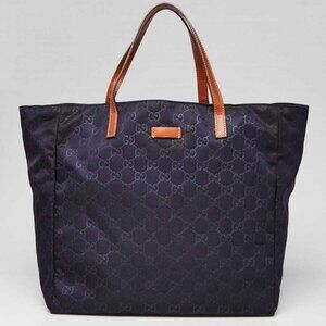 Gucci Dark Blue Guccissima Nylon Tote Bag